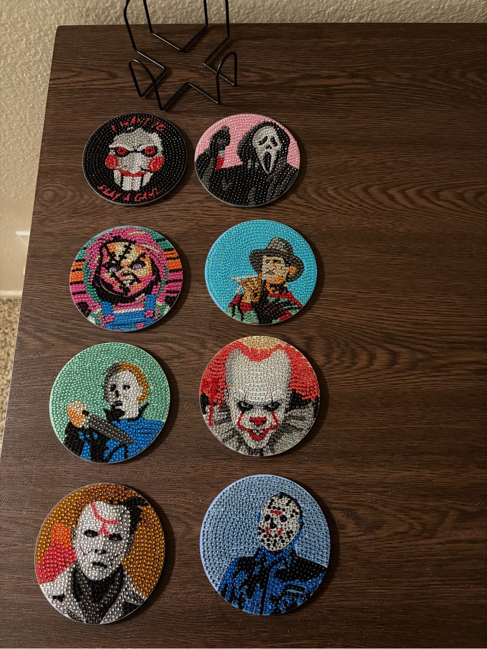 Halloween/Horror Movie Character Coasters - Set of 8- Multicolor